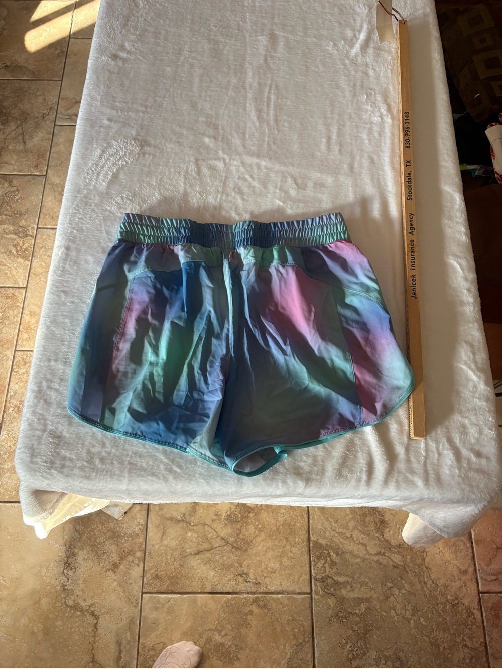 Avia Multicolor Pastel Gradient Athletic Shorts with Teal Trim - Picture 4 of 5